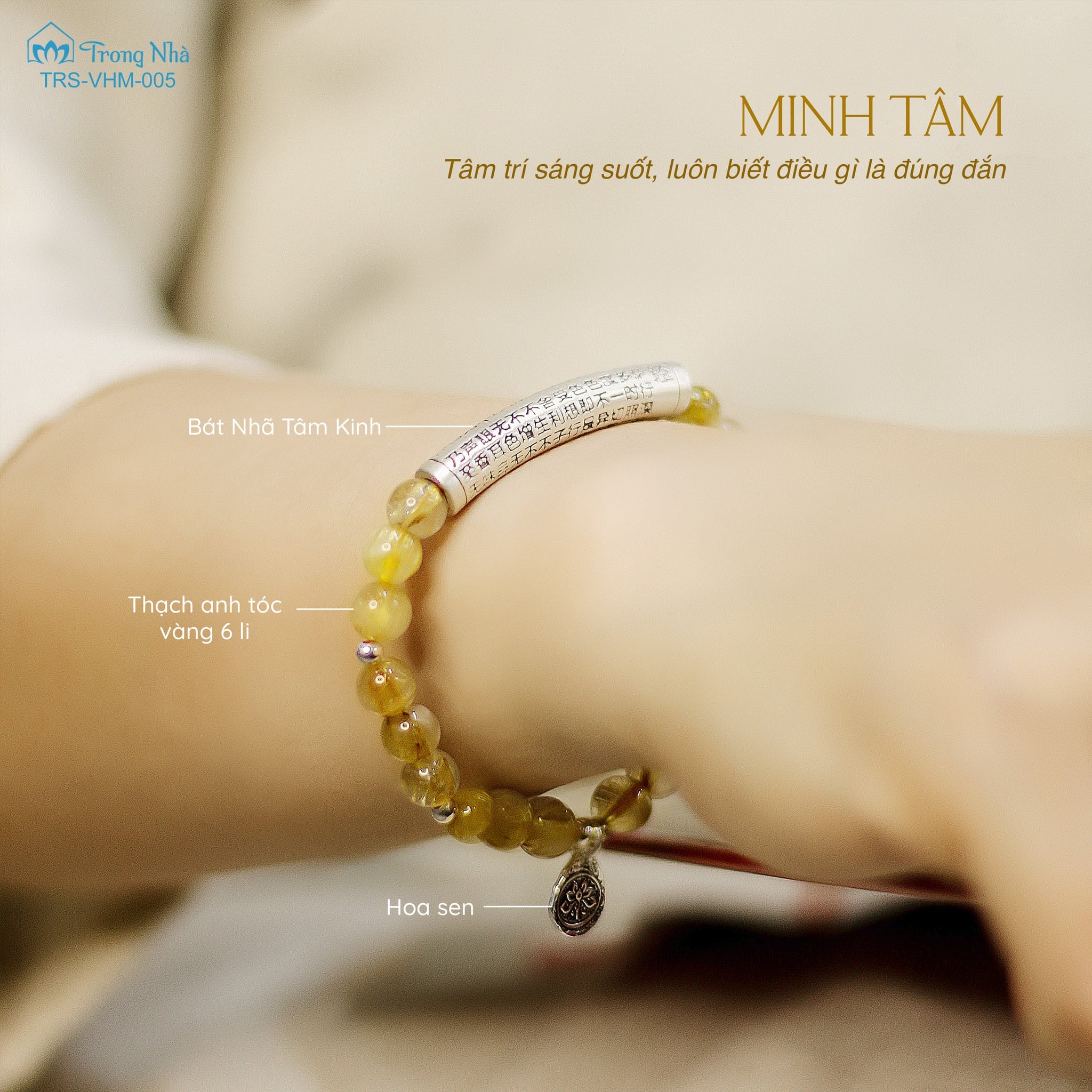 Vòng Thạch anh tóc vàng charm Bát nhã tâm kinh ( TRS VHM 005 ) 1 005 61cc233c4bc74af8b55f44e3b7fc7d61