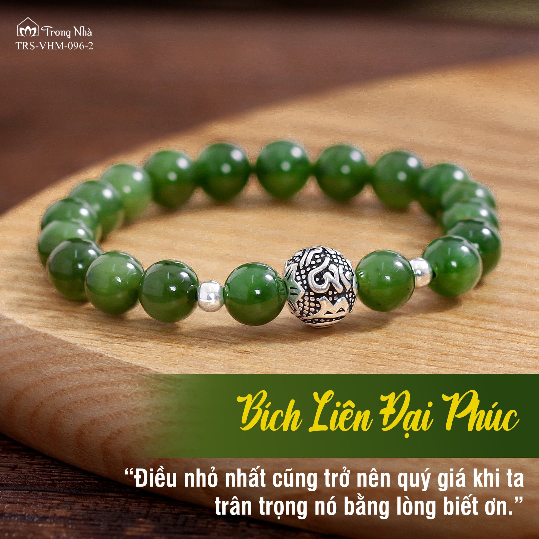 Bích liên đại phúc - Vòng ngọc bích mix charm cầu om ( VHM 096 ) 1 b ch li n d i ph c 256f04d2e8a7495ab017356fee171de8