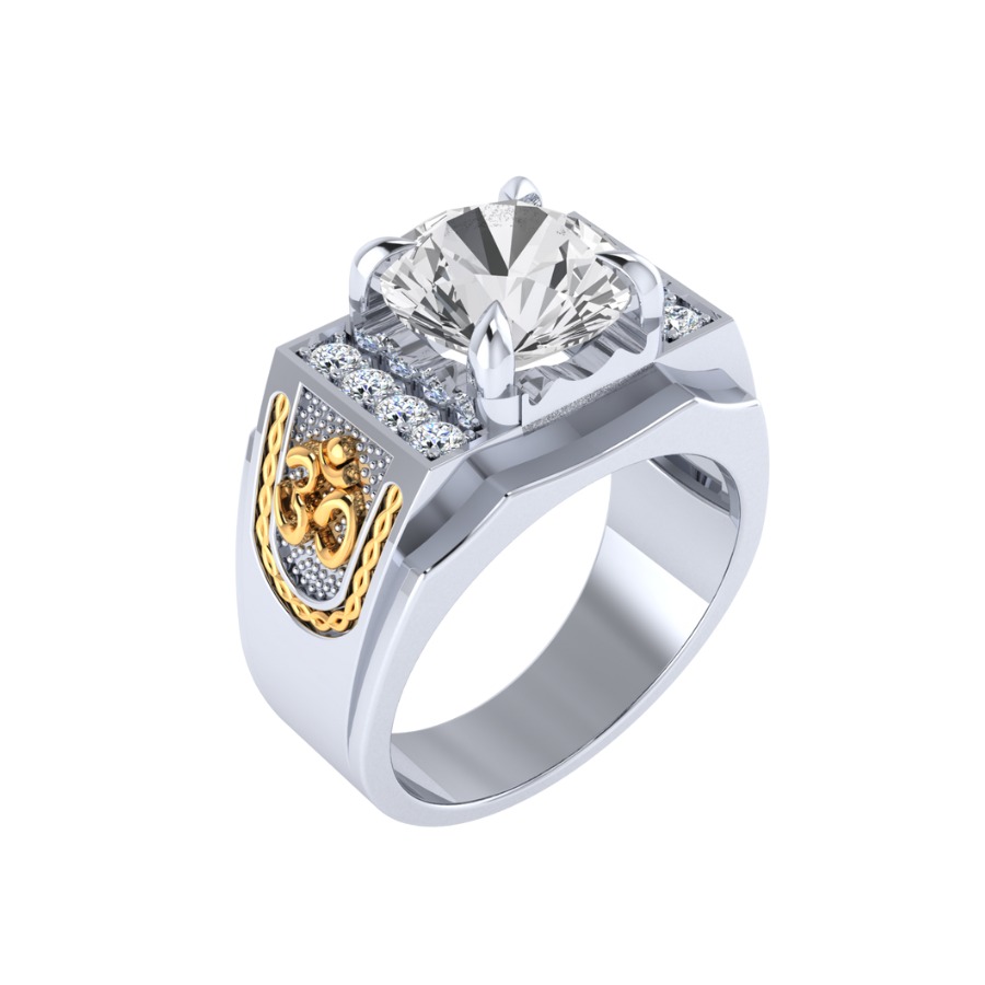 Nhẫn nam vàng 10K đính đá White Topaz chủng tự Om (TRSV NHAN 030) 2 trsv nhan 030 94da205a2e234b5b953bd6df1612597a fd71a38dae8a4215aaa566b7ee77e4be 1